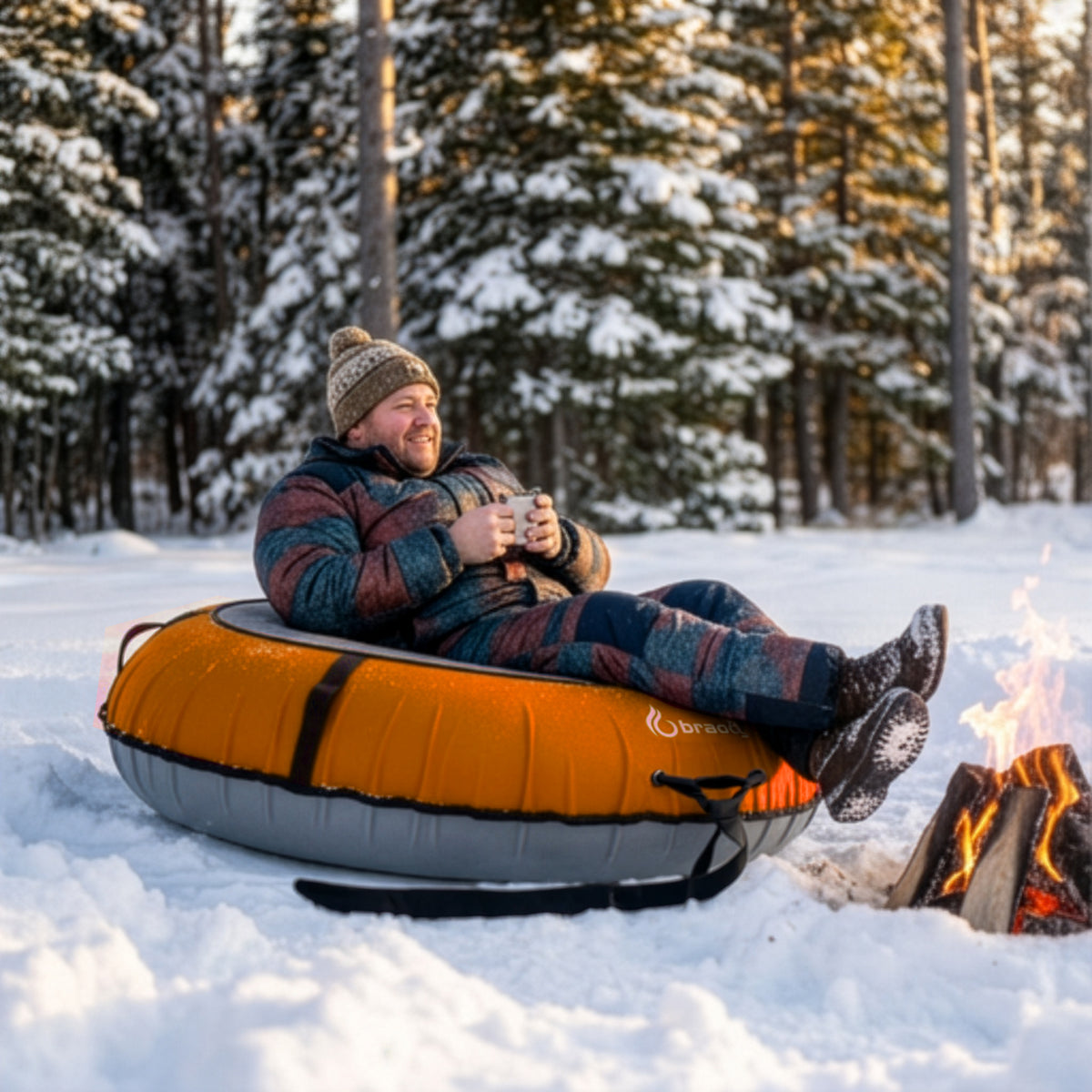 Ultimate Deluxe Towable Snow Tube Sled with Heavy Duty Cover