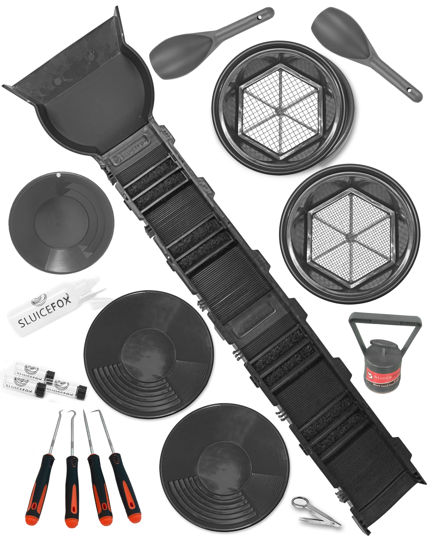 Complete Sluice Fox Gold Mining Kit with Sluice Box and Bucket Classifier | Portable Sluice Box Breaks Down into 24-Inch Sections for Easy Transport