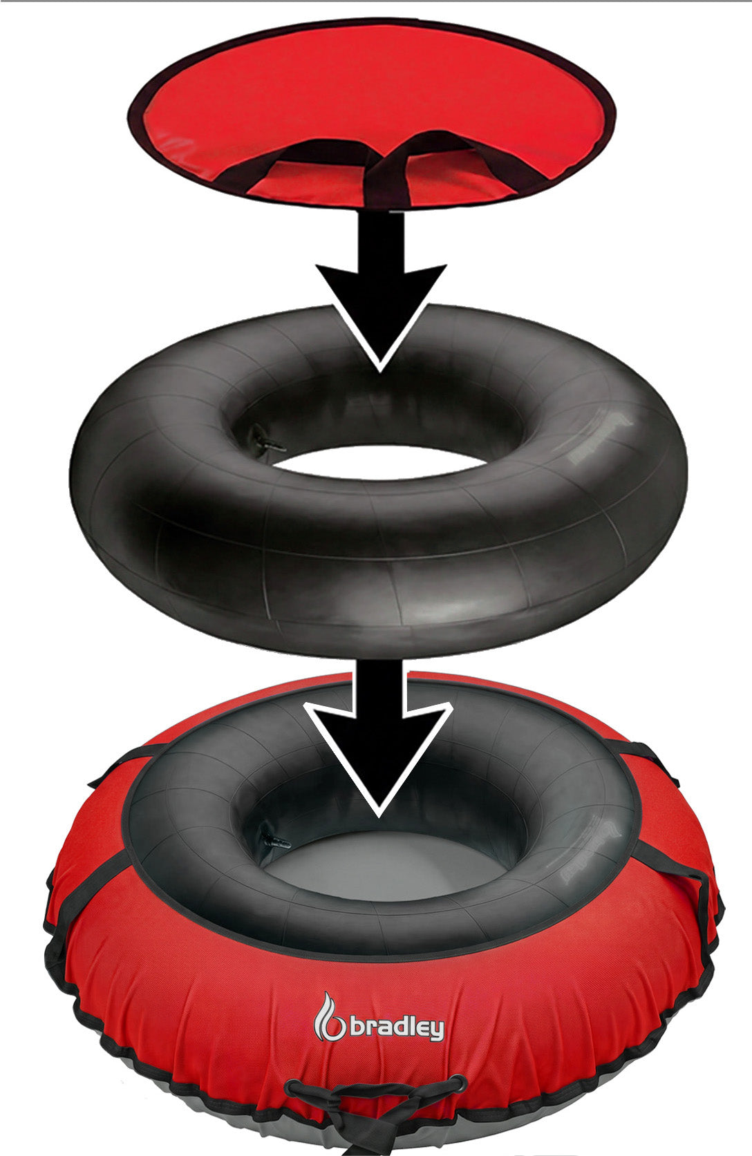 Bradley Flexible Snow Saucer - Lightweight Padded Insert Cushion for Bradley Snow Tubes, Winter Sled, 24" or 36" Size, RapidGlide Technology for Smooth Ride