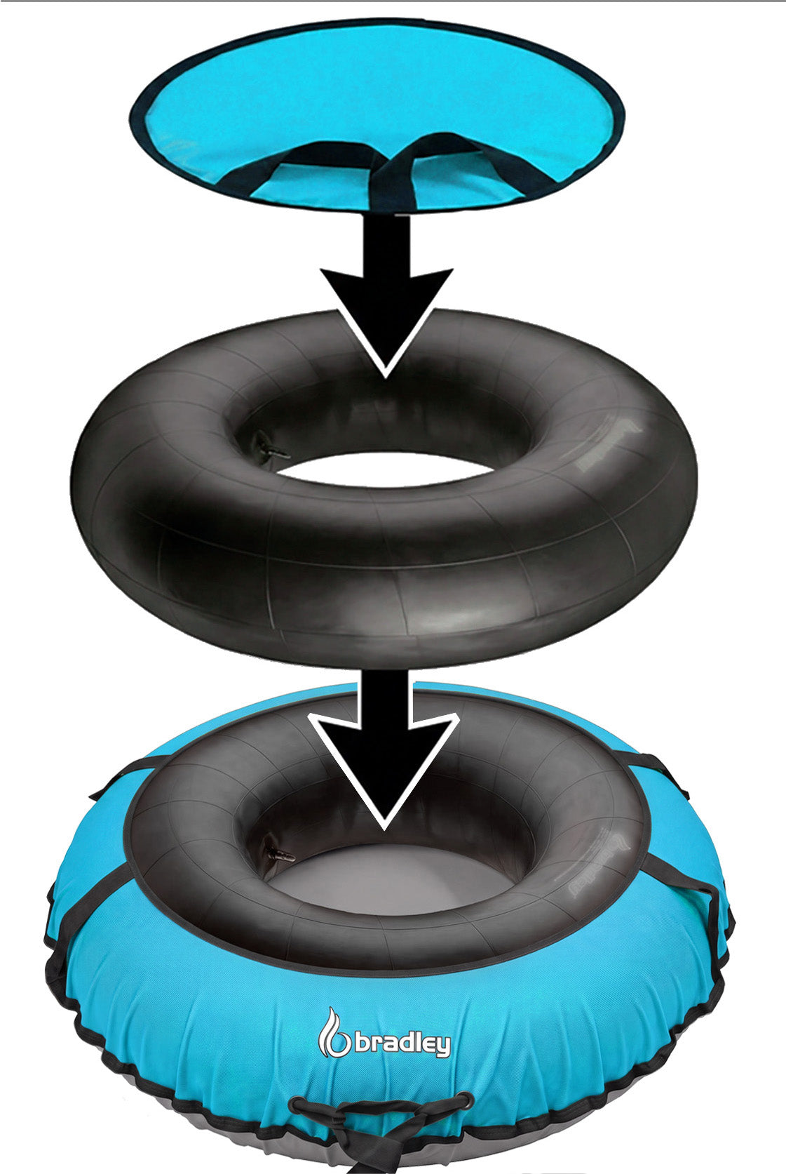 Bradley Flexible Snow Saucer - Lightweight Padded Insert Cushion for Bradley Snow Tubes, Winter Sled, 24" or 36" Size, RapidGlide Technology for Smooth Ride