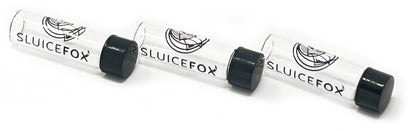 Sluice Fox Glass Vial for gold panning kits (10 pack); 2 inch glass water tight vial for storing and displaying gold nuggets, flake and fines; prospecting tools for gold mining