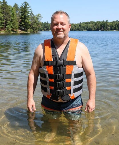 High-Performance Hardcore Adult Life Vest | USCG Approved Safety Flotation Device for Water Sports, Boating, and Outdoor Adventures | Fully Enclosed and Designed for Max Visibility