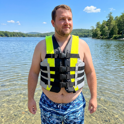 High-Performance Hardcore Adult Life Vest | USCG Approved Safety Flotation Device for Water Sports, Boating, and Outdoor Adventures | Fully Enclosed and Designed for Max Visibility