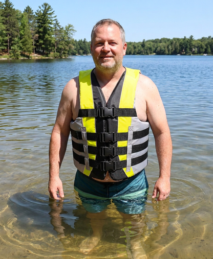 High-Performance Hardcore Adult Life Vest | USCG Approved Safety Flotation Device for Water Sports, Boating, and Outdoor Adventures | Fully Enclosed and Designed for Max Visibility