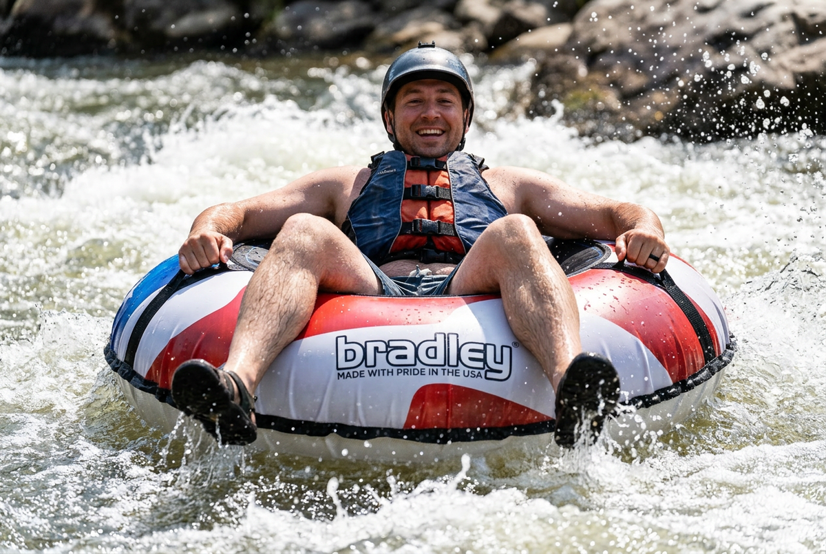 Pack of four Bradley heavy duty tubes for floating the river; Whitewater water tube; Rubber inner tube with cover for river floating; Linking tubes for floating the river; river raft tube