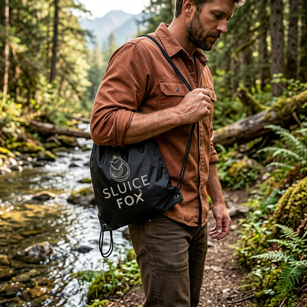 Sluice Fox Drawstring Tote Bag for Prospecting Gear