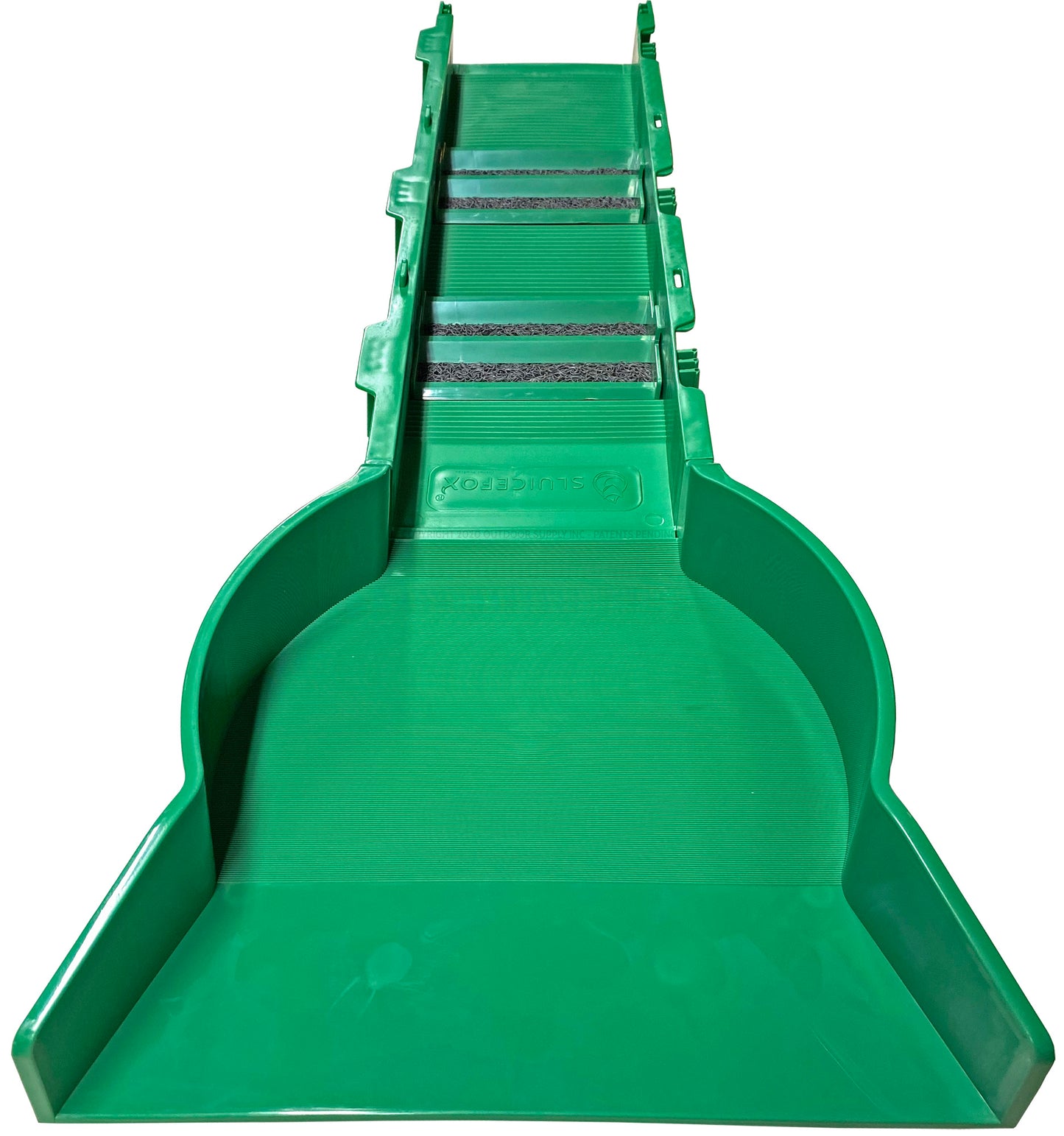 Sluice Fox Portable Expandable Sluice Box for Gold Mining and Prospecting; Includes miner's moss, Hungarian style riffles, and deep V riffles.  Essential tool for gold panning kits