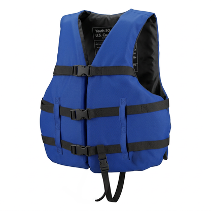 Life jacket paddle vest with Leg Strap; Coast Guard approved Type III PFD flotation device; Jet ski, wakeboard, hardshell kayak vest; Ideal extra PFD for pontoon boat Blue Adult