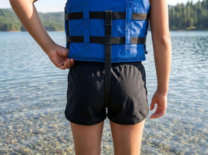 Life jacket paddle vest with Leg Strap; Coast Guard approved Type III PFD flotation device; Jet ski, wakeboard, hardshell kayak vest; Ideal extra PFD for pontoon boat Blue Adult