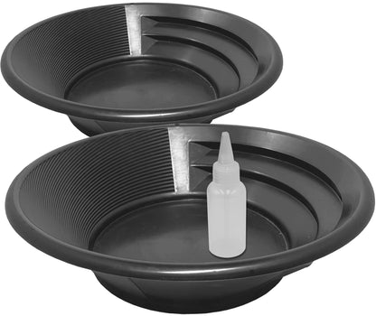 Sluice Fox 3-Piece Gold Panning Kit – Dual-Sided Patented Design with Snifter Bottle, Choose Between Black or Green and 9", 11", or 15" Gold Pans