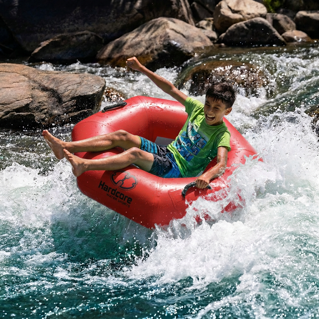 Hardcore River Tube with Durable Triple-Layer PVC, Ergonomic Seven-Sided Design, Intuitive Handles, and C7 Valve Inflation – Ideal for Tubing Adventures