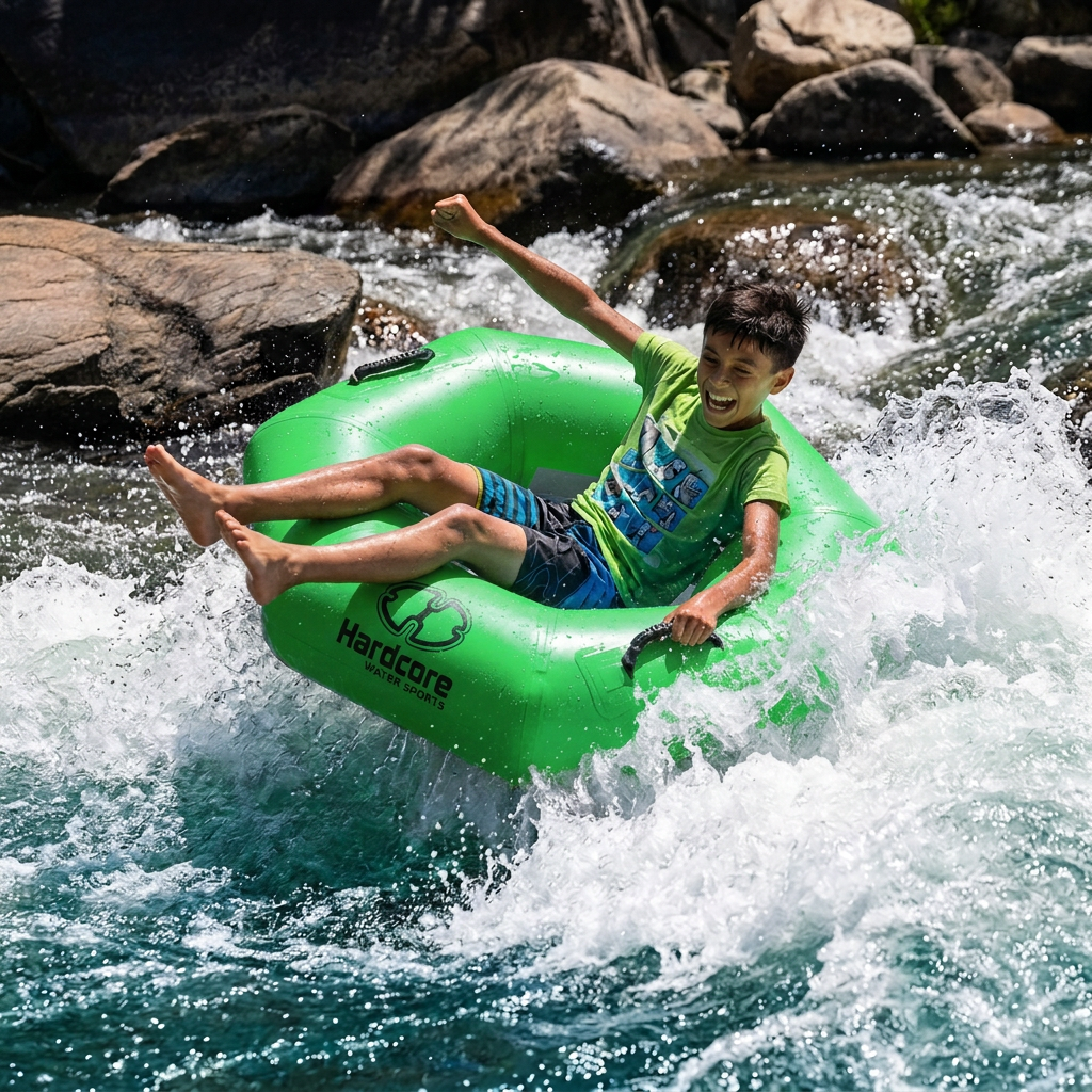 Hardcore River Tube with Durable Triple-Layer PVC, Ergonomic Seven-Sided Design, Intuitive Handles, and C7 Valve Inflation – Ideal for Tubing Adventures
