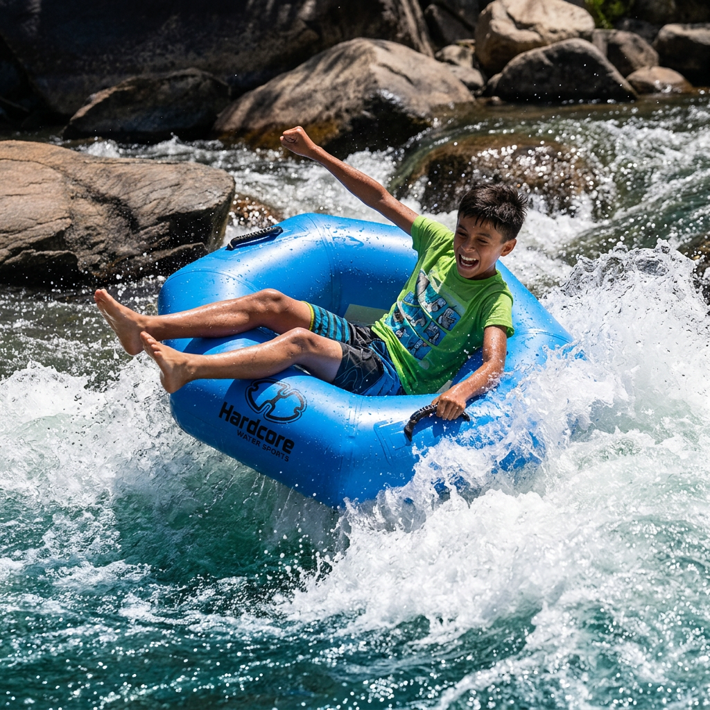 Hardcore River Tube with Durable Triple-Layer PVC, Ergonomic Seven-Sided Design, Intuitive Handles, and C7 Valve Inflation – Ideal for Tubing Adventures