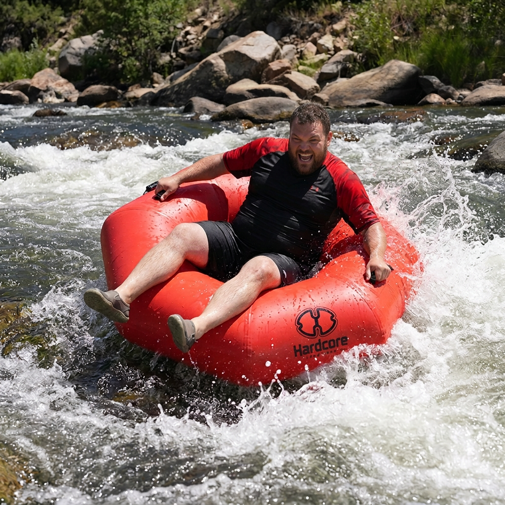 Hardcore River Tube with Durable Triple-Layer PVC, Ergonomic Seven-Sided Design, Intuitive Handles, and C7 Valve Inflation – Ideal for Tubing Adventures