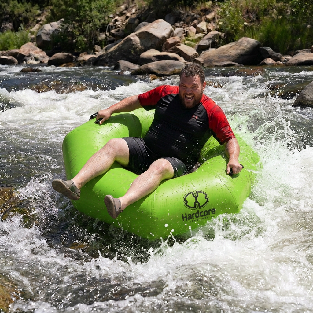 Hardcore River Tube with Durable Triple-Layer PVC, Ergonomic Seven-Sided Design, Intuitive Handles, and C7 Valve Inflation – Ideal for Tubing Adventures