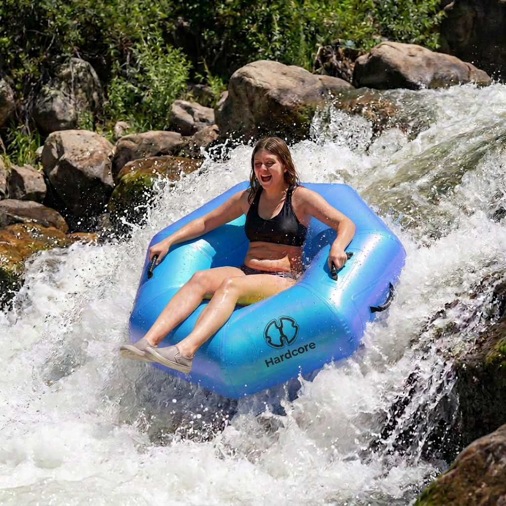 Hardcore River Tube with Durable Triple-Layer PVC, Ergonomic Seven-Sided Design, Intuitive Handles, and C7 Valve Inflation – Ideal for Tubing Adventures