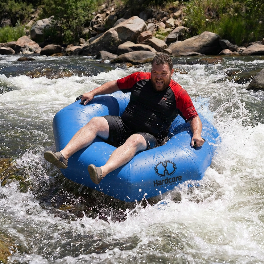 Hardcore River Tube with Durable Triple-Layer PVC, Ergonomic Seven-Sided Design, Intuitive Handles, and C7 Valve Inflation – Ideal for Tubing Adventures