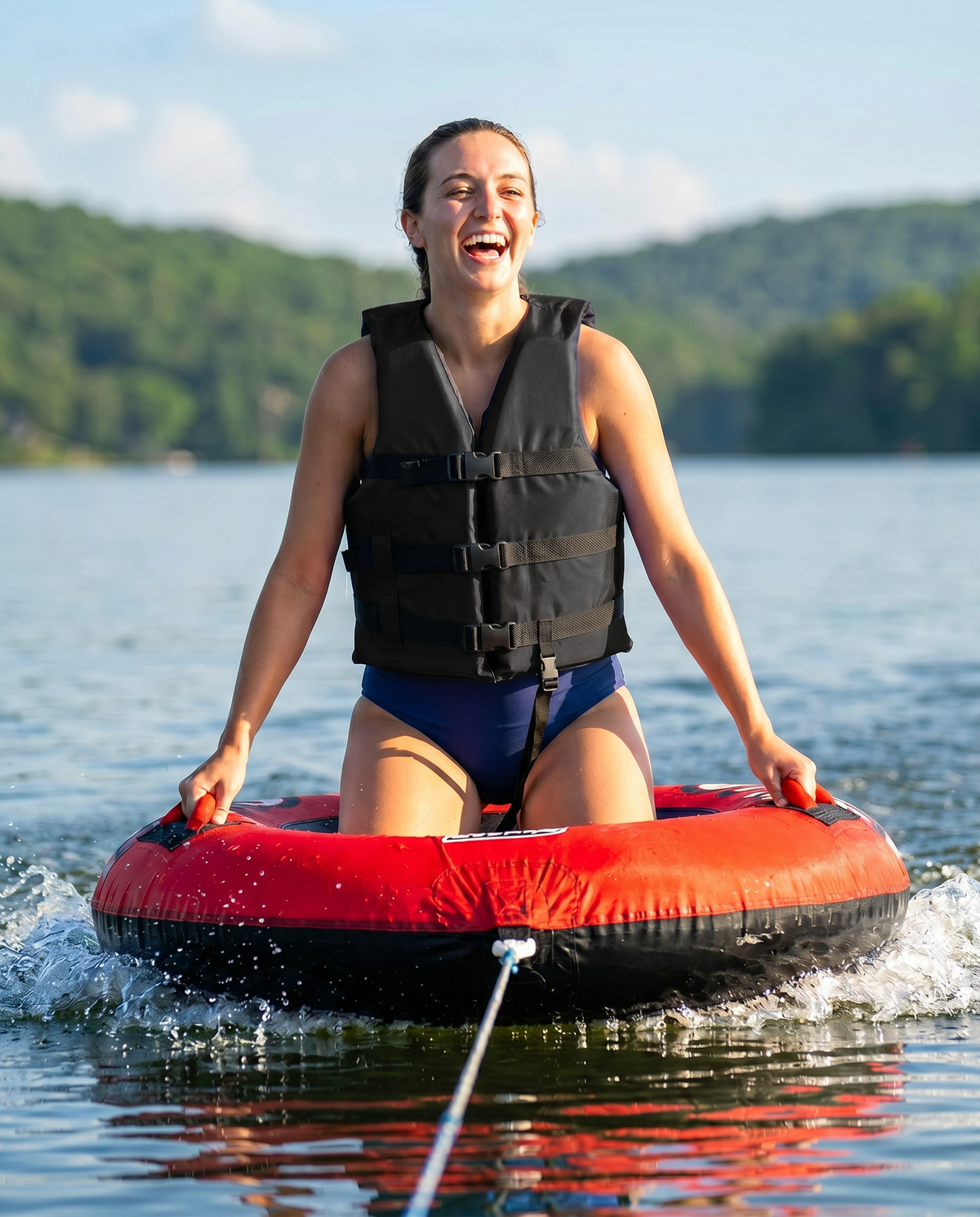 Life jacket paddle vest with Leg Strap; Coast Guard approved Type III PFD flotation device; Jet ski, wakeboard, hardshell kayak vest; Ideal extra PFD for pontoon boat Blue Adult