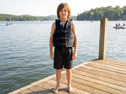 Life jacket paddle vest with Leg Strap; Coast Guard approved Type III PFD flotation device; Jet ski, wakeboard, hardshell kayak vest; Ideal extra PFD for pontoon boat Blue Adult