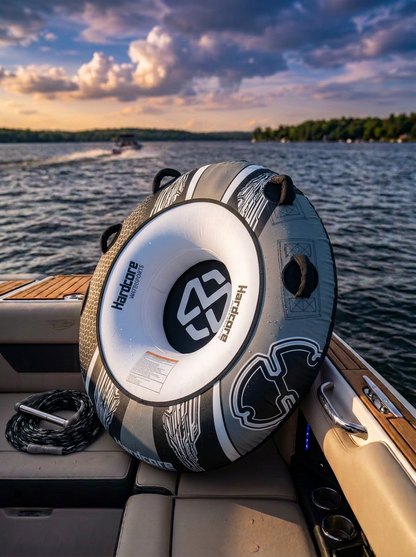 Hardcore Watersports Towable Chaos Tube – 54" Inflatable Water Tube for Single Riders, Heavy-Duty Nylon Cover with 4 Secure Handles and Quick-Connect Tow Hook for Lakes and Oceans