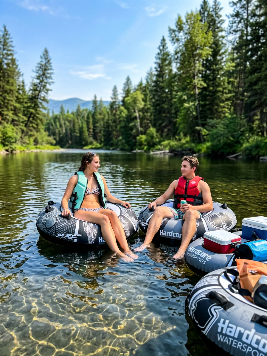 Hardcore Watersports Towable Chaos Tube – 54" Inflatable Water Tube for Single Riders, Heavy-Duty Nylon Cover with 4 Secure Handles and Quick-Connect Tow Hook for Lakes and Oceans