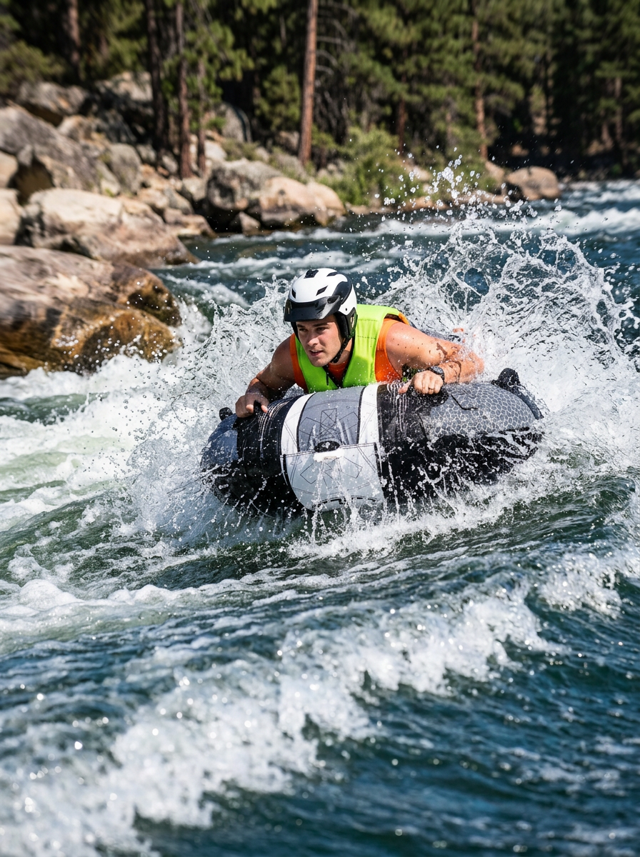 Hardcore Watersports Towable Chaos Tube – 54" Inflatable Water Tube for Single Riders, Heavy-Duty Nylon Cover with 4 Secure Handles and Quick-Connect Tow Hook for Lakes and Oceans