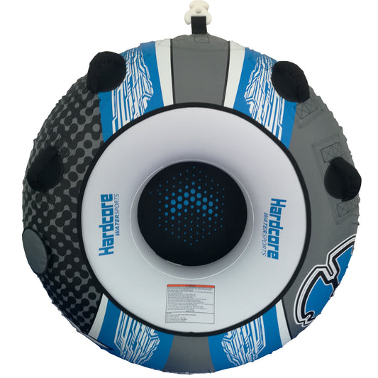 Hardcore Watersports Towable Chaos Tube – 54" Inflatable Water Tube for Single Riders, Heavy-Duty Nylon Cover with 4 Secure Handles and Quick-Connect Tow Hook for Lakes and Oceans