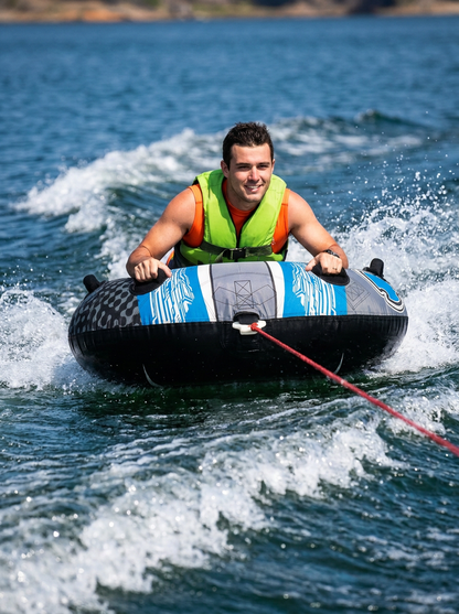 Hardcore Watersports Towable Chaos Tube – 54" Inflatable Water Tube for Single Riders, Heavy-Duty Nylon Cover with 4 Secure Handles and Quick-Connect Tow Hook for Lakes and Oceans