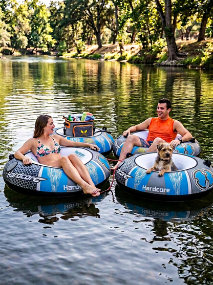 Hardcore Watersports Towable Chaos Tube – 54" Inflatable Water Tube for Single Riders, Heavy-Duty Nylon Cover with 4 Secure Handles and Quick-Connect Tow Hook for Lakes and Oceans
