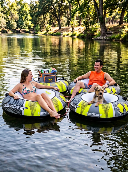 Hardcore Watersports Towable Chaos Tube – 54" Inflatable Water Tube for Single Riders, Heavy-Duty Nylon Cover with 4 Secure Handles and Quick-Connect Tow Hook for Lakes and Oceans