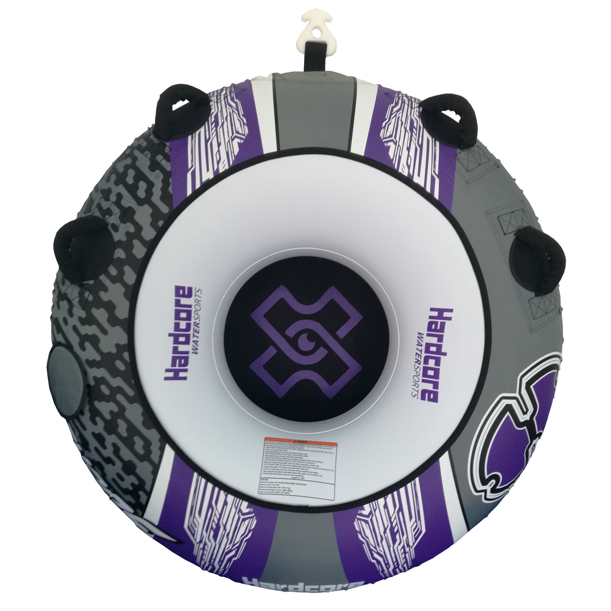 Hardcore Watersports Towable Chaos Tube – 54" Inflatable Water Tube for Single Riders, Heavy-Duty Nylon Cover with 4 Secure Handles and Quick-Connect Tow Hook for Lakes and Oceans