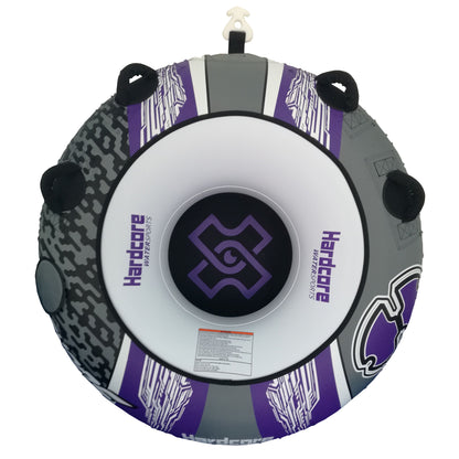 Hardcore Watersports Towable Chaos Tube – 54" Inflatable Water Tube for Single Riders, Heavy-Duty Nylon Cover with 4 Secure Handles and Quick-Connect Tow Hook for Lakes and Oceans