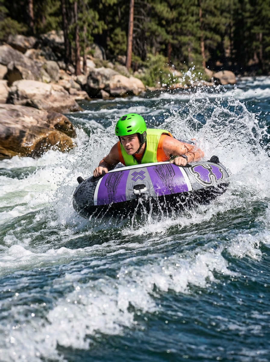 Hardcore Watersports Towable Chaos Tube – 54" Inflatable Water Tube for Single Riders, Heavy-Duty Nylon Cover with 4 Secure Handles and Quick-Connect Tow Hook for Lakes and Oceans