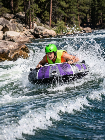 Hardcore Watersports Towable Chaos Tube – 54" Inflatable Water Tube for Single Riders, Heavy-Duty Nylon Cover with 4 Secure Handles and Quick-Connect Tow Hook for Lakes and Oceans