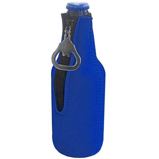 Zipper Beer Bottle Cooler Sleeve with Bottle Opener