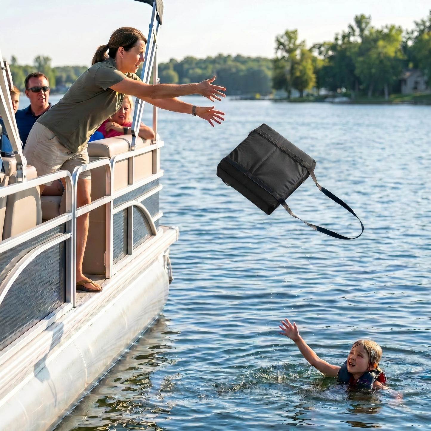 Bradley Type IV Boat Cushion USCG Approved Throwable Flotation Device; Coast Guard approved throw preserver with foam cushion; throwable boat seat safety device