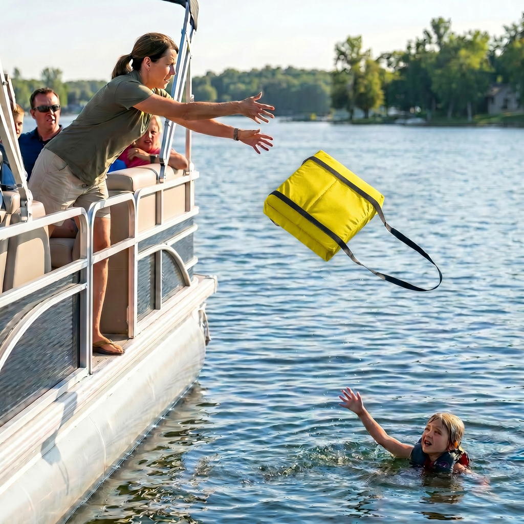 Bradley Type IV Boat Cushion USCG Approved Throwable Flotation Device; Coast Guard approved throw preserver with foam cushion; throwable boat seat safety device