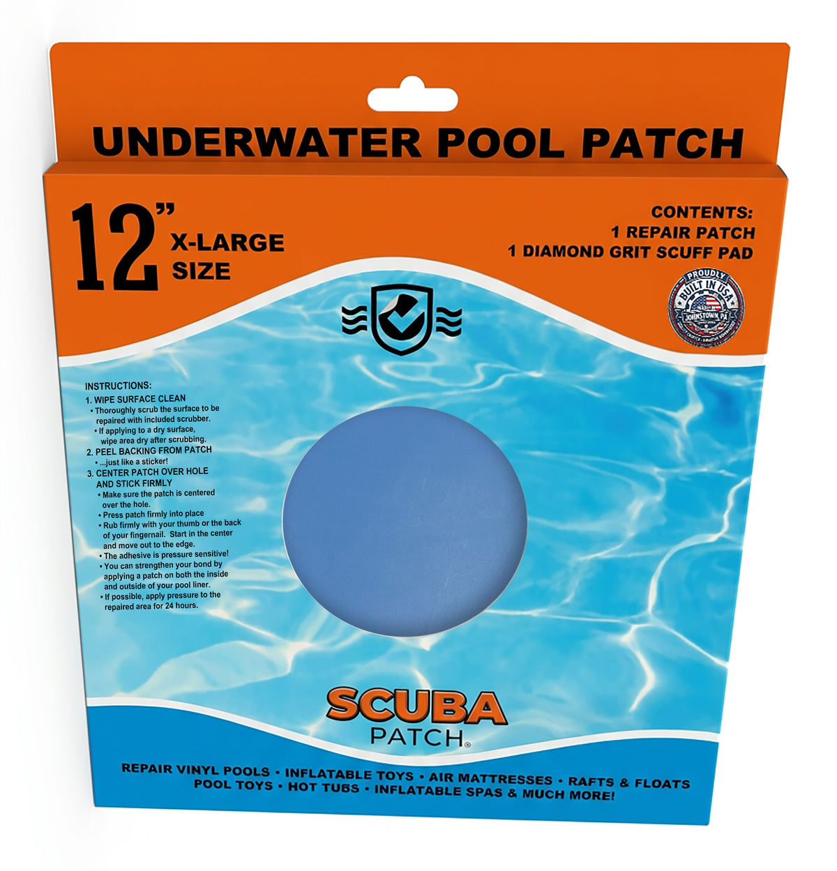 All-in-One Repair Kit for Above-Ground Pools | Fast, Underwater-Capable Peel-and-Stick OR Adhesive Glue-Down Vinyl Patches & for Easy Set and Frame Pools