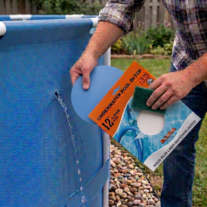All-in-One Repair Kit for Above-Ground Pools | Fast, Underwater-Capable Peel-and-Stick OR Adhesive Glue-Down Vinyl Patches & for Easy Set and Frame Pools