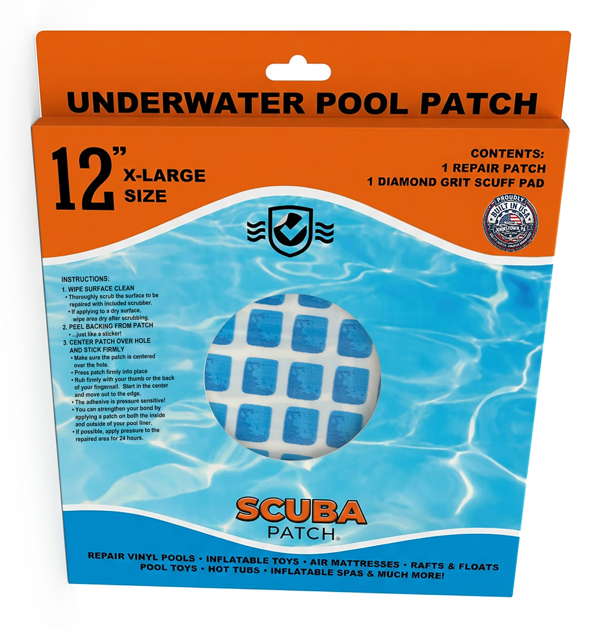 All-in-One Repair Kit for Above-Ground Pools | Fast, Underwater-Capable Peel-and-Stick OR Adhesive Glue-Down Vinyl Patches & for Easy Set and Frame Pools
