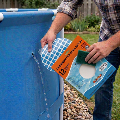 All-in-One Repair Kit for Above-Ground Pools | Fast, Underwater-Capable Peel-and-Stick OR Adhesive Glue-Down Vinyl Patches & for Easy Set and Frame Pools