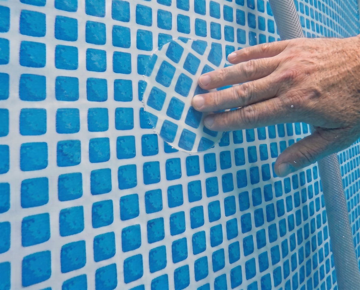 All-in-One Repair Kit for Above-Ground Pools | Fast, Underwater-Capable Peel-and-Stick OR Adhesive Glue-Down Vinyl Patches & for Easy Set and Frame Pools