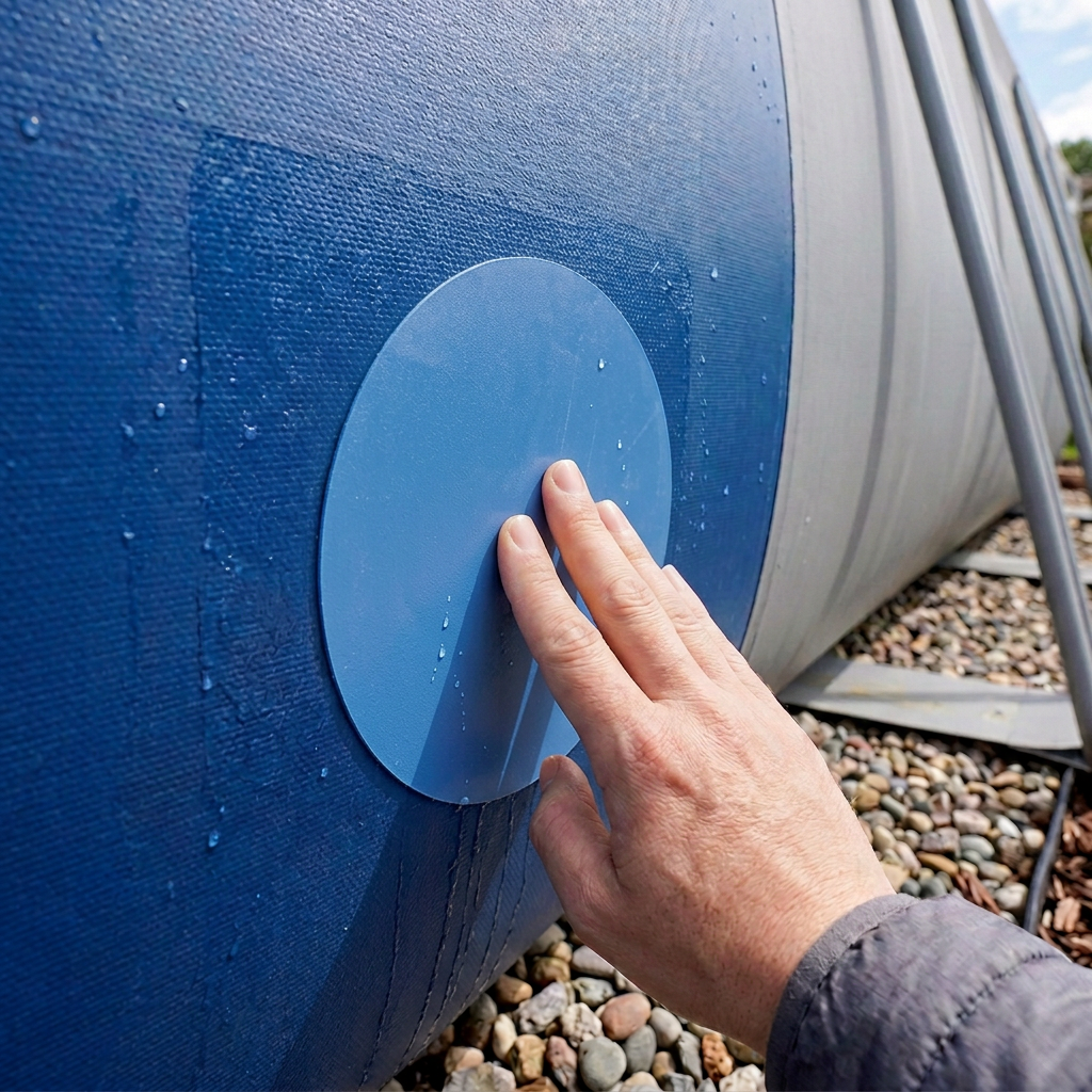 All-in-One Repair Kit for Above-Ground Pools | Fast, Underwater-Capable Peel-and-Stick OR Adhesive Glue-Down Vinyl Patches & for Easy Set and Frame Pools