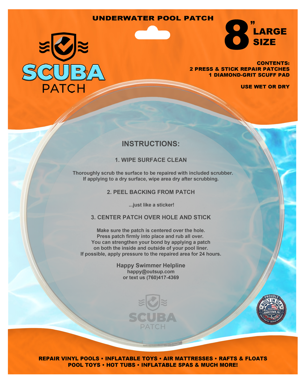 All-in-One Repair Kit for Above-Ground Pools | Fast, Underwater-Capable Peel-and-Stick OR Adhesive Glue-Down Vinyl Patches & for Easy Set and Frame Pools