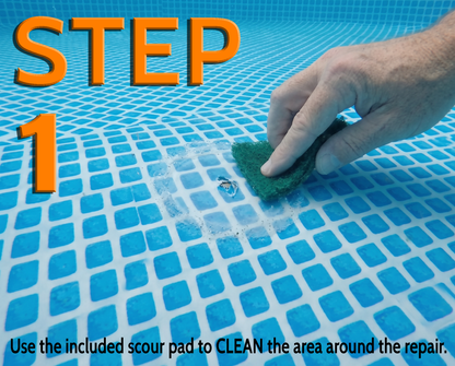 All-in-One Repair Kit for Above-Ground Pools | Fast, Underwater-Capable Peel-and-Stick OR Adhesive Glue-Down Vinyl Patches & for Easy Set and Frame Pools