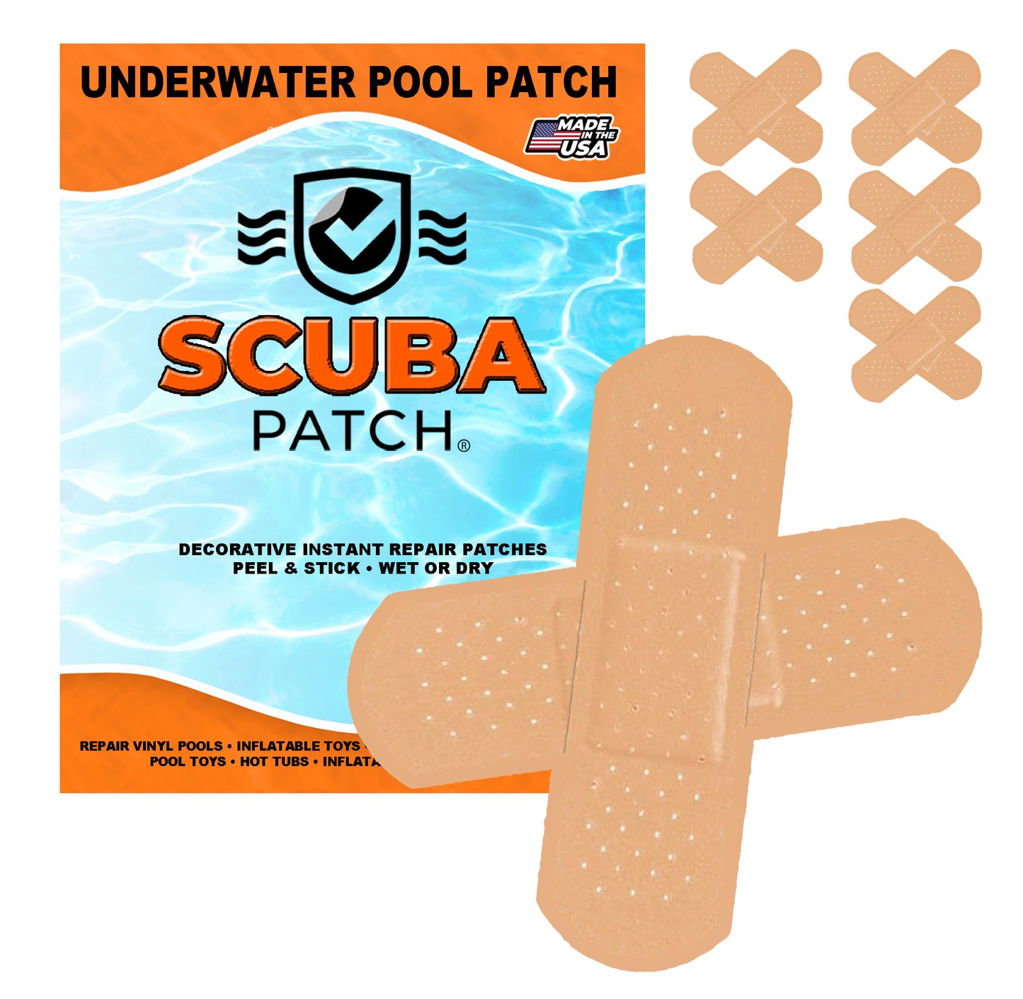 Scuba Patch Heavy Duty underwater pool liner patches | Heavy Duty | Instant | Waterproof | Glue-less | Peel and Stick | Swimming Pool Liner Repair Patches