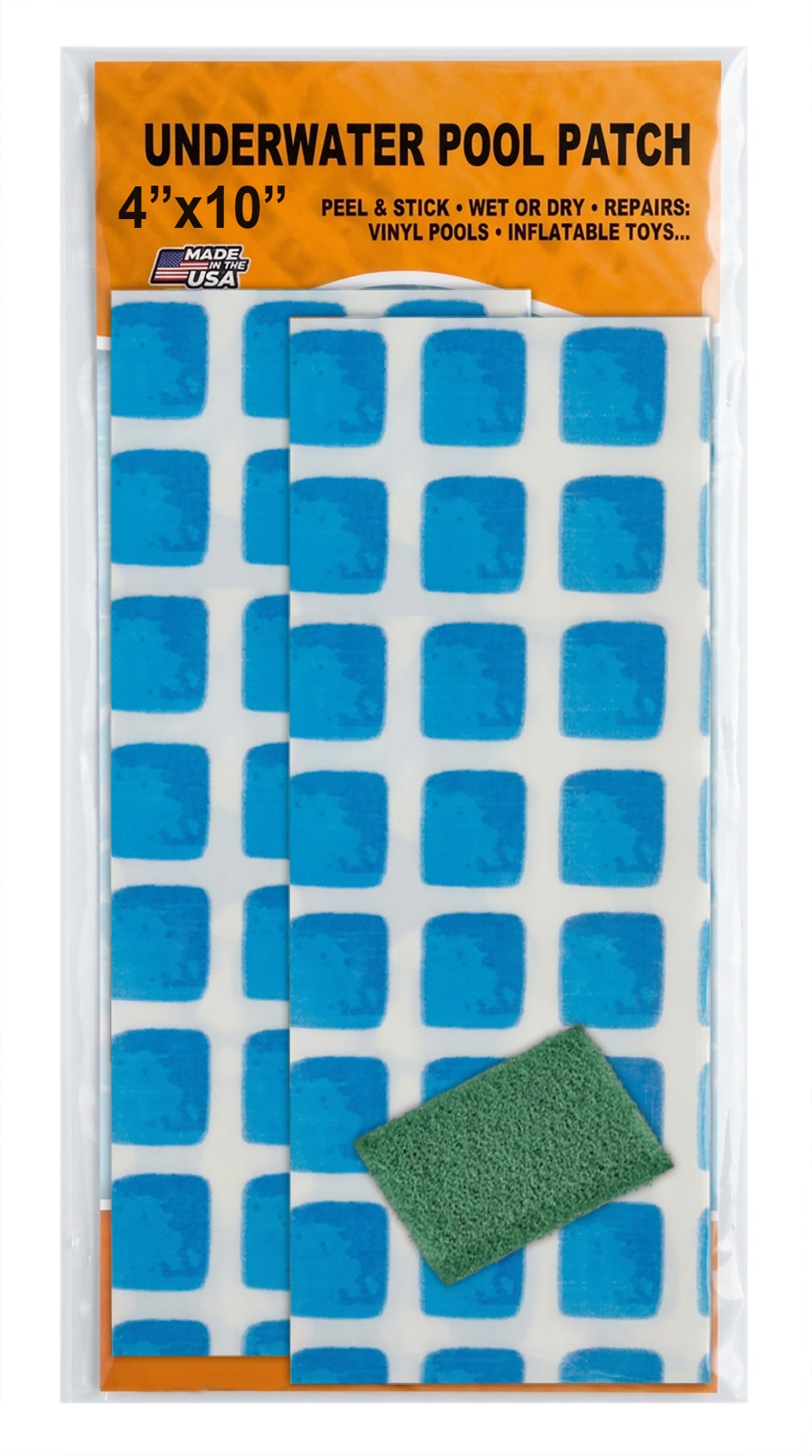 Scuba Patch Heavy Duty Underwater Pool Liner Patches; 2 Pack 4"x10" | Heavy Duty | Instant | Waterproof | Glue-Less | Peel and Stick | Swimming Pool Liner Repair Patches
