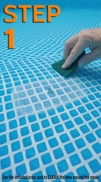 Scuba Patch Heavy Duty underwater pool liner patches; 2 Pack 5.5"x8.5" | Heavy Duty | Instant | Waterproof | Glue-less | Peel and Stick | Swimming Pool Liner Repair Patches