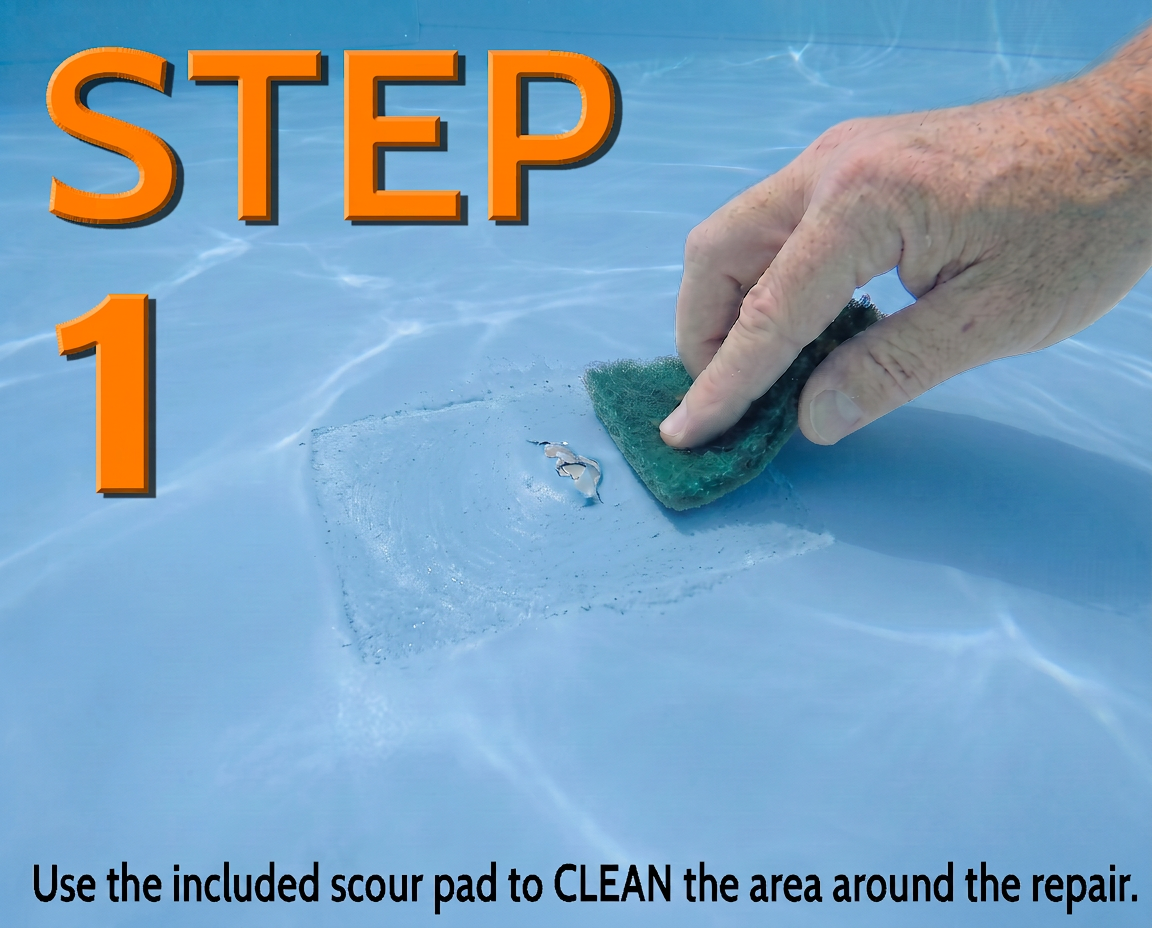 Ultra Frame Pool Liner Repair Kit | Durable Vinyl Glue with Option of Glue-Down or Peel-and-Stick Blue Pool Print Patches for Reliable Repairs