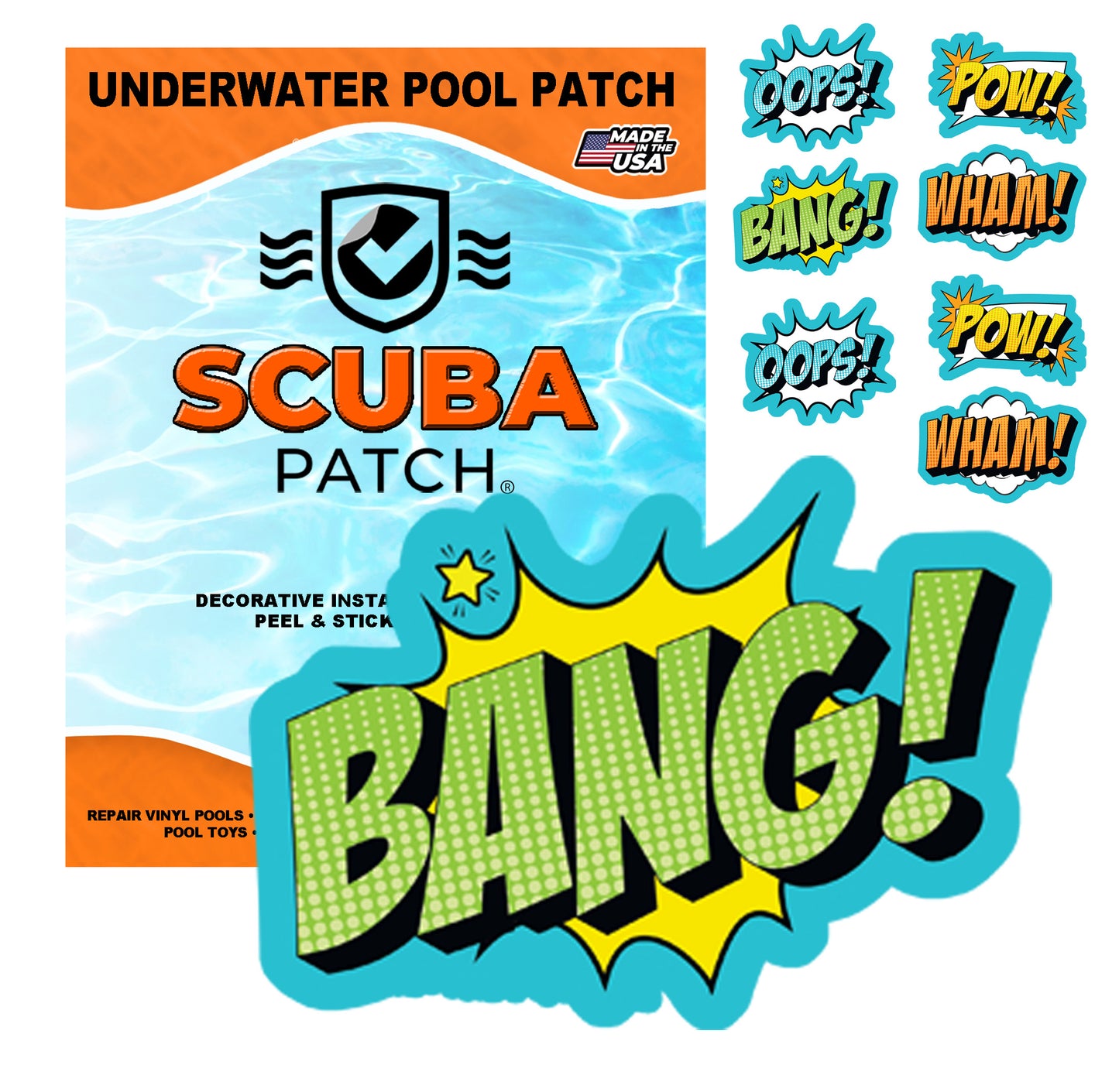 Scuba Patch Heavy Duty underwater pool liner patches | Heavy Duty | Instant | Waterproof | Glue-less | Peel and Stick | Swimming Pool Liner Repair Patches